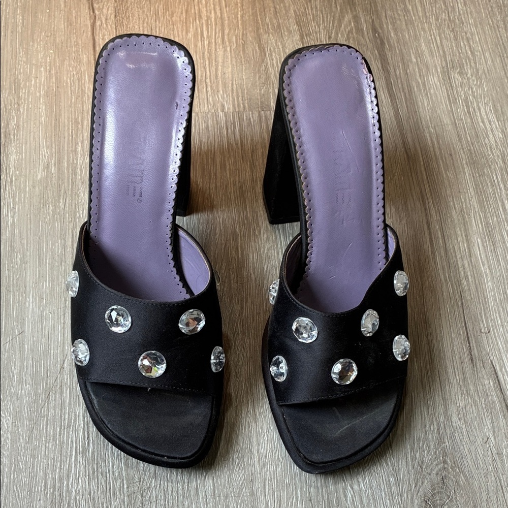 Stylish Black Embellished Mules